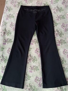 Vintage Zoompy Y2K Black Rhinestone Embellished Trousers 🖤✨